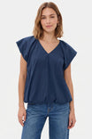 Soft Bubble Hem Short Sleeve Top