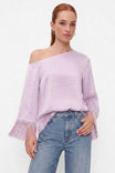 Fringe Sleeve Off Shoulder Blouse