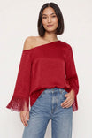 Fringe Sleeve Off Shoulder Blouse