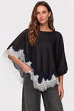 Asymmetrical Lace Trim Poncho Top
