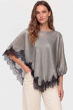Asymmetrical Lace Trim Poncho Top
