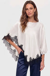 Asymmetrical Lace Trim Poncho Top