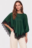 Asymmetrical Lace Trim Poncho Top