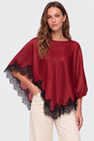 Asymmetrical Lace Trim Poncho Top