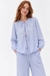 Billie Striped Tie Front Bubble Hem Blouse