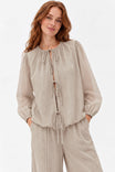 Billie Striped Tie Front Bubble Hem Blouse