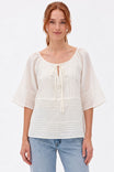 Odette Pintuck Tie Front Blouse
