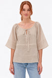 Odette Pintuck Tie Front Blouse