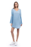 Bell Sleeve Dress With Ladder Trim