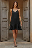 Sleeveless Mini Flutter Dress With Strap Accent