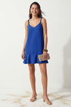Sleeveless Mini Flutter Dress With Strap Accent
