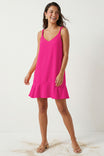 Sleeveless Mini Flutter Dress With Strap Accent