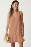 Sleeveless Mini Flutter Dress With Strap Accent