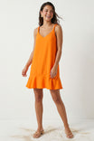 Sleeveless Mini Flutter Dress With Strap Accent
