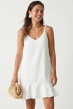 Sleeveless Mini Flutter Dress With Strap Accent