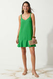 Sleeveless Mini Flutter Dress With Strap Accent