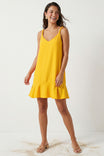 Sleeveless Mini Flutter Dress With Strap Accent