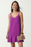 Sleeveless Mini Flutter Dress With Strap Accent