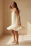 Sleeveless Mini Flutter Dress With Strap Accent