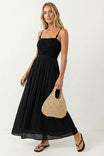 Smocked Maxi Dress With Cord Strap Detail