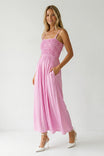 Smocked Maxi Dress With Cord Strap Detail