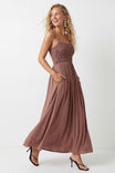 Smocked Maxi Dress With Cord Strap Detail