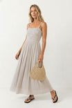 Smocked Maxi Dress With Cord Strap Detail
