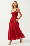 Smocked Maxi Dress With Cord Strap Detail