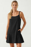 Button Detail Ruffle Mini Dress