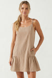 Button Detail Ruffle Mini Dress