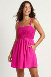Cord Detail Smocking Mini Dress