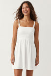 Cord Detail Smocking Mini Dress