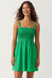 Cord Detail Smocking Mini Dress