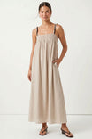 Cord Detail Smocking Maxi Dress