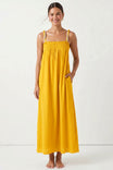 Cord Detail Smocking Maxi Dress