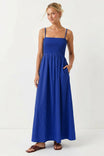 Pom Pom Smocking Maxi Dress