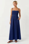 Pom Pom Smocking Maxi Dress