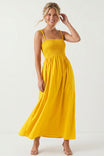 Pom Pom Smocking Maxi Dress