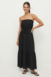 Strapless Drawstring Waist Maxi Dress