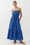 Strapless Drawstring Waist Maxi Dress