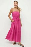 Strapless Drawstring Waist Maxi Dress