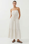 Strapless Drawstring Waist Maxi Dress