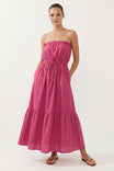 Strapless Drawstring Waist Maxi Dress
