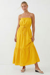 Strapless Drawstring Waist Maxi Dress