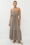 Strapless Drawstring Waist Maxi Dress