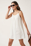 Embroidered Rope Belt Linen Mini Dress