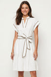 Short Sleeve Contrast Piping Mini Dress