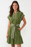 Short Sleeve Contrast Piping Mini Dress