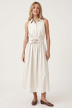 Double Buckle Linen Maxi Shirt Dress