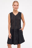 Contrast Stitch Button Front Mini Dress